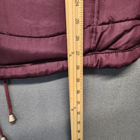 NY News Vest Women Medium Purple Silk Hooded Full Zip Fleece Lined Vtg Y2K - Picture 6 of 10